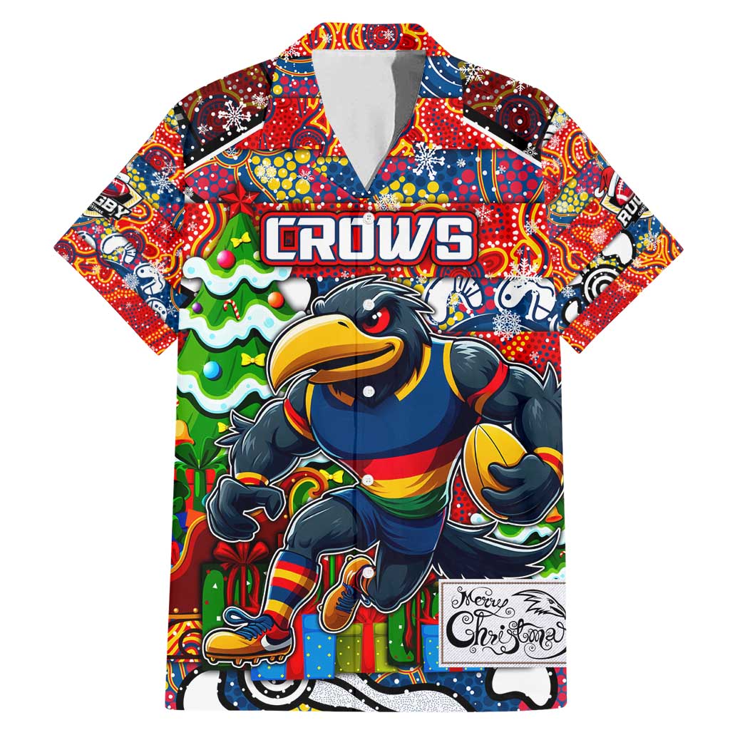 Custom Crows Rugby Merry Christmas Family Matching Mermaid Dress and Hawaiian Shirt Indigenous Australian Art