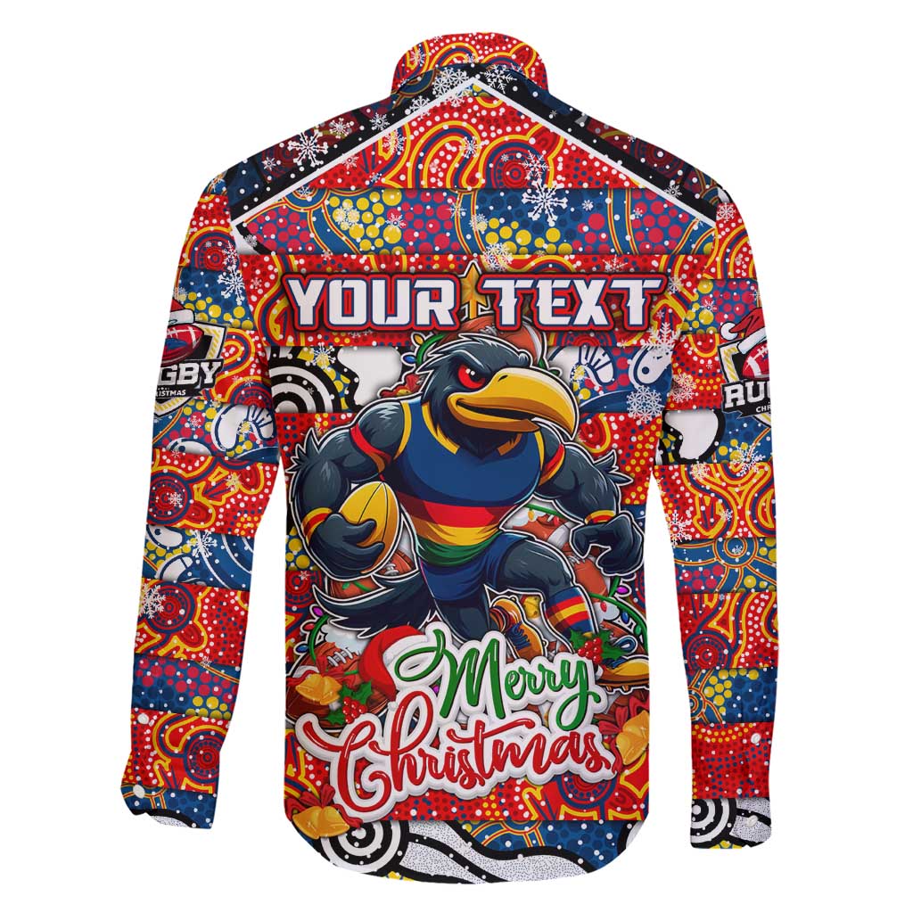 Custom Crows Rugby Merry Christmas Family Matching Short Sleeve Bodycon Dress and Hawaiian Shirt Indigenous Australian Art