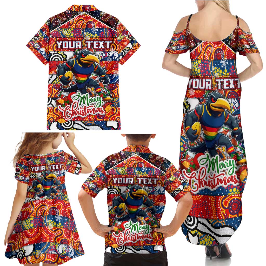 Custom Crows Rugby Merry Christmas Family Matching Summer Maxi Dress and Hawaiian Shirt Indigenous Australian Art