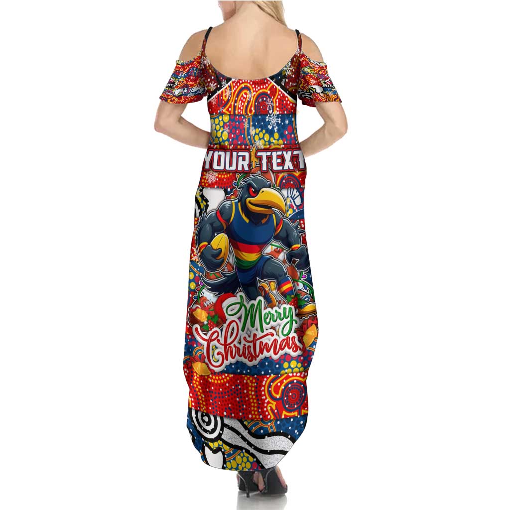 Custom Crows Rugby Merry Christmas Family Matching Summer Maxi Dress and Hawaiian Shirt Indigenous Australian Art