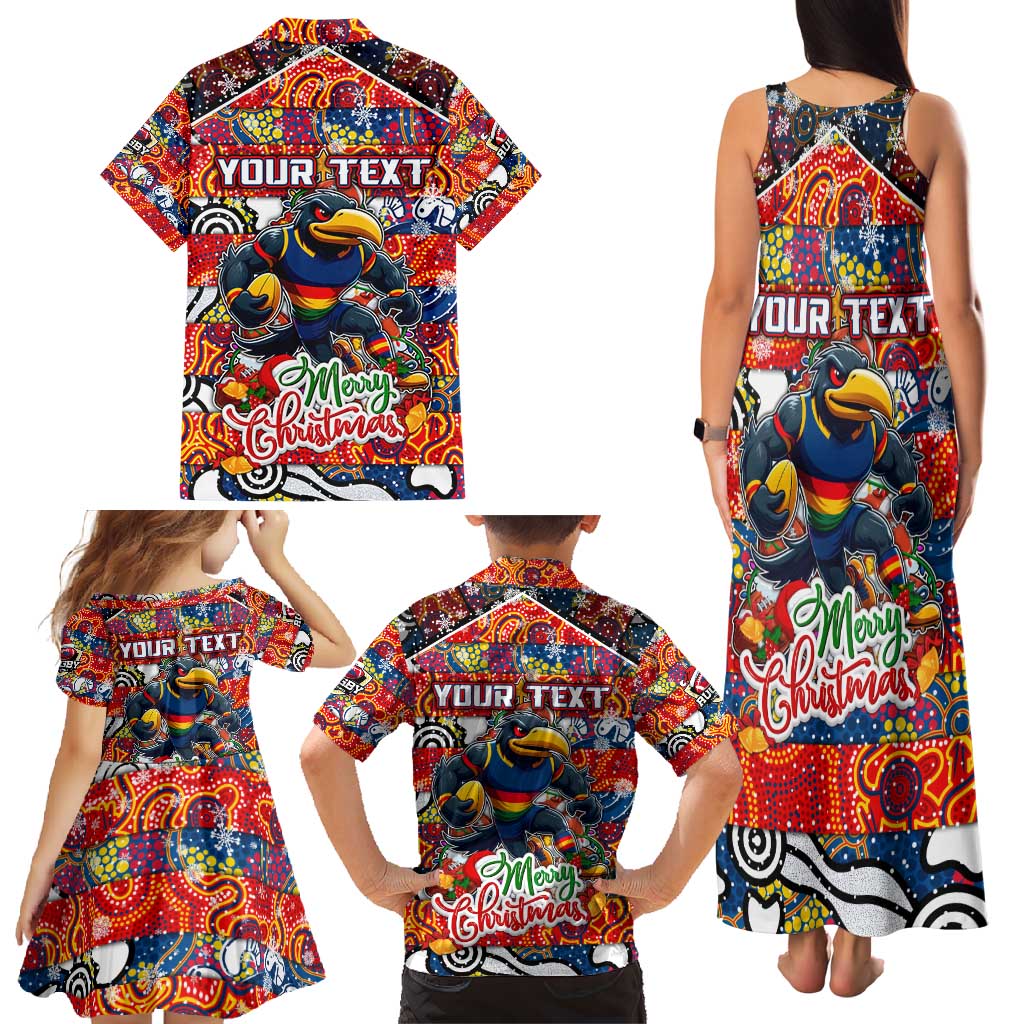 Custom Crows Rugby Merry Christmas Family Matching Tank Maxi Dress and Hawaiian Shirt Indigenous Australian Art