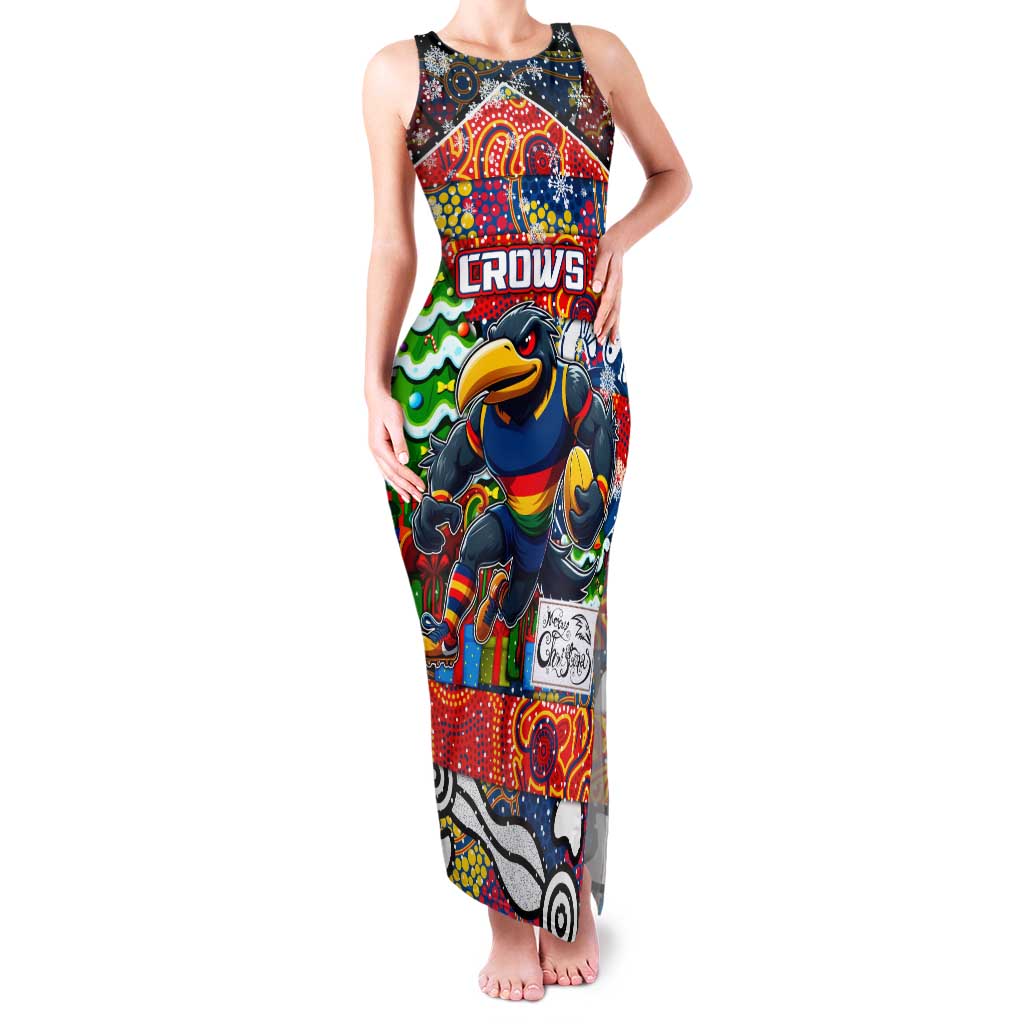 Custom Crows Rugby Merry Christmas Family Matching Tank Maxi Dress and Hawaiian Shirt Indigenous Australian Art
