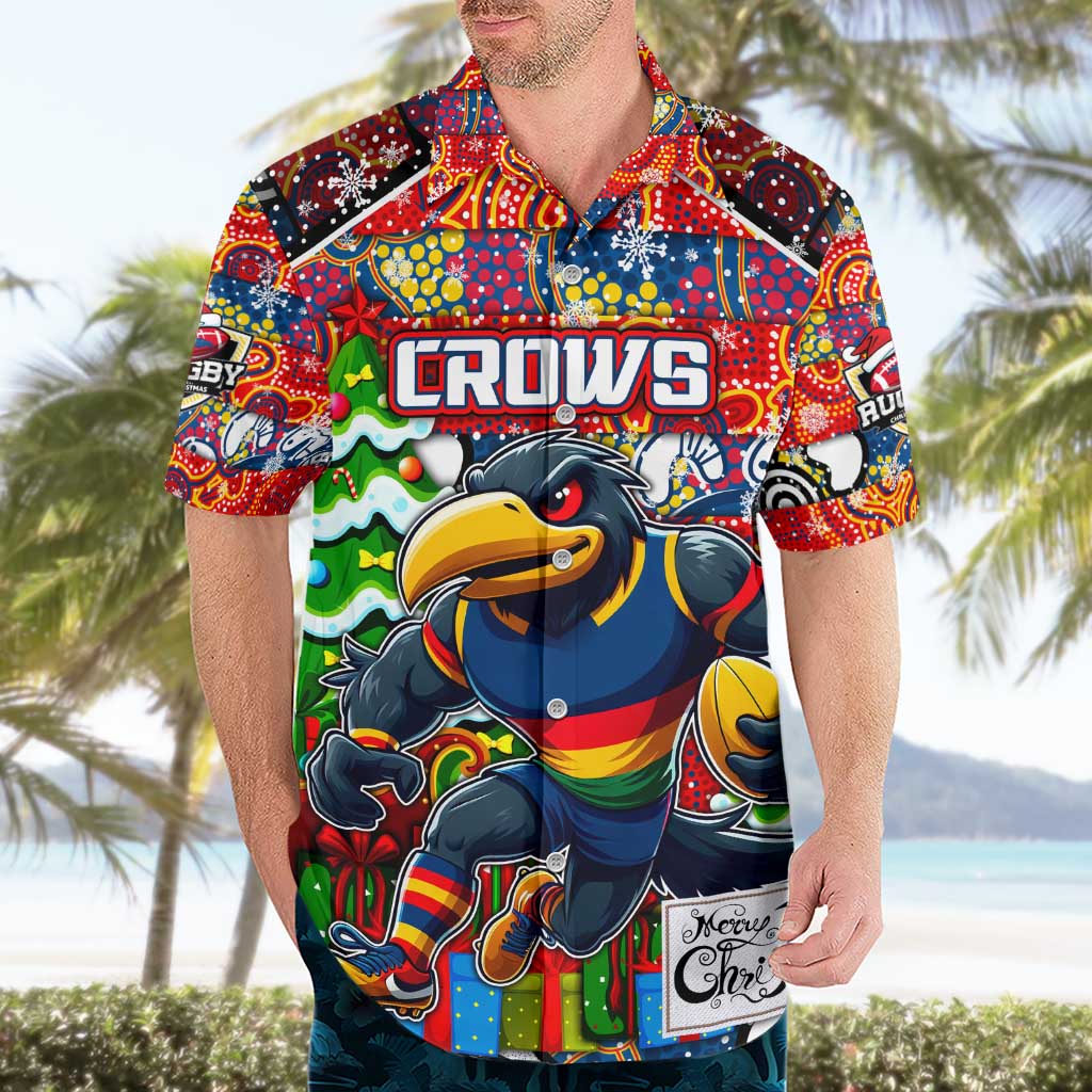 Custom Crows Football Merry Christmas Hawaiian Shirt Indigenous Australian Art - Vibe Hoodie Shop