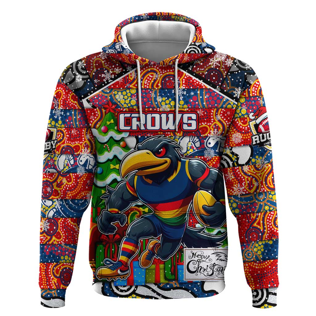 Custom Crows Football Merry Christmas Hoodie Indigenous Australian Art - Vibe Hoodie Shop