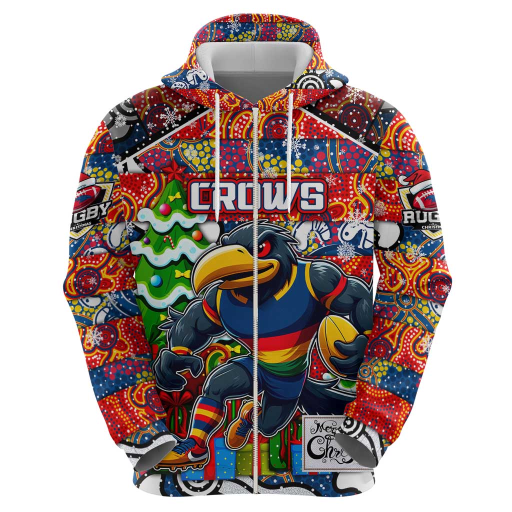 Custom Crows Football Merry Christmas Hoodie Indigenous Australian Art - Vibe Hoodie Shop