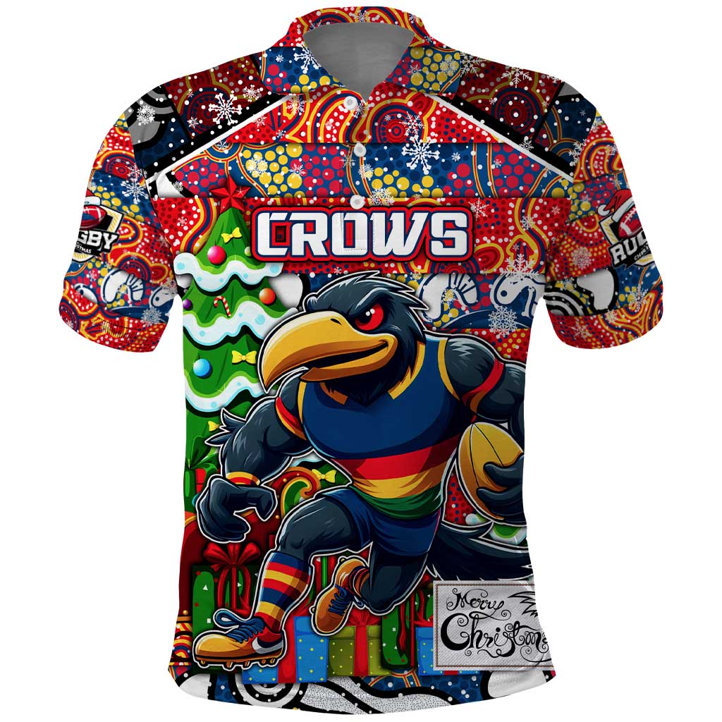 Custom Crows Football Merry Christmas Polo Shirt Indigenous Australian Art - Vibe Hoodie Shop