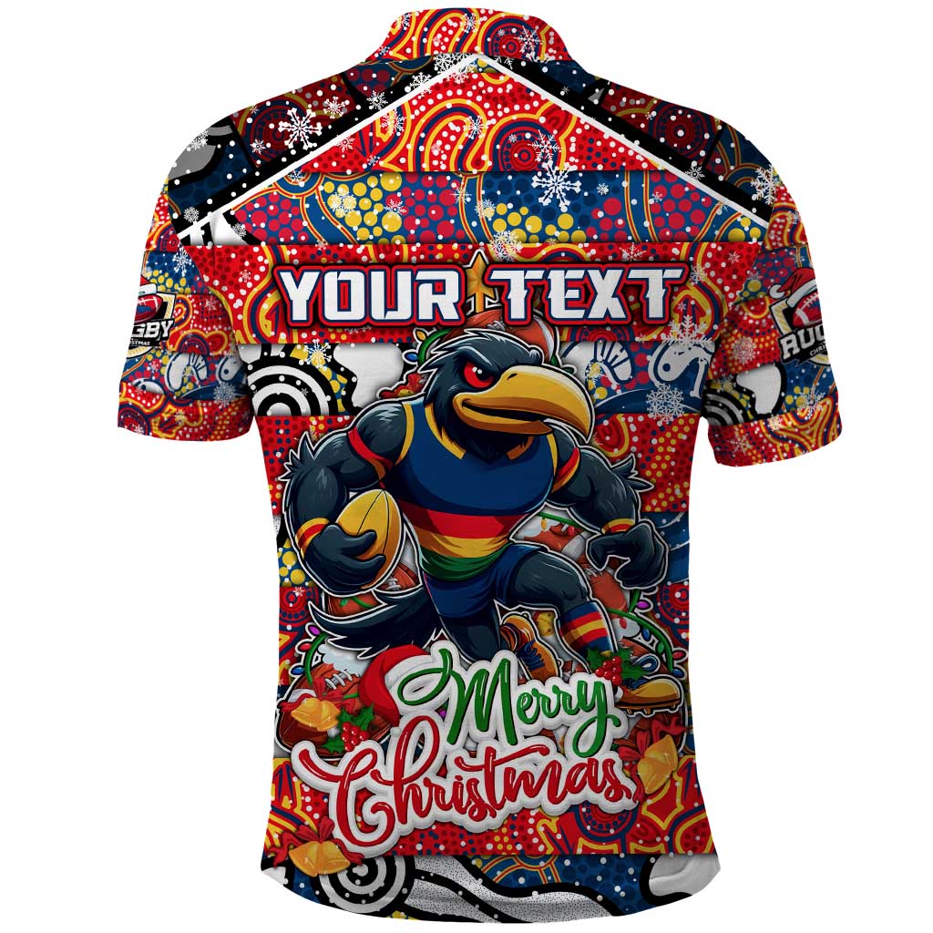 Custom Crows Football Merry Christmas Polo Shirt Indigenous Australian Art - Vibe Hoodie Shop