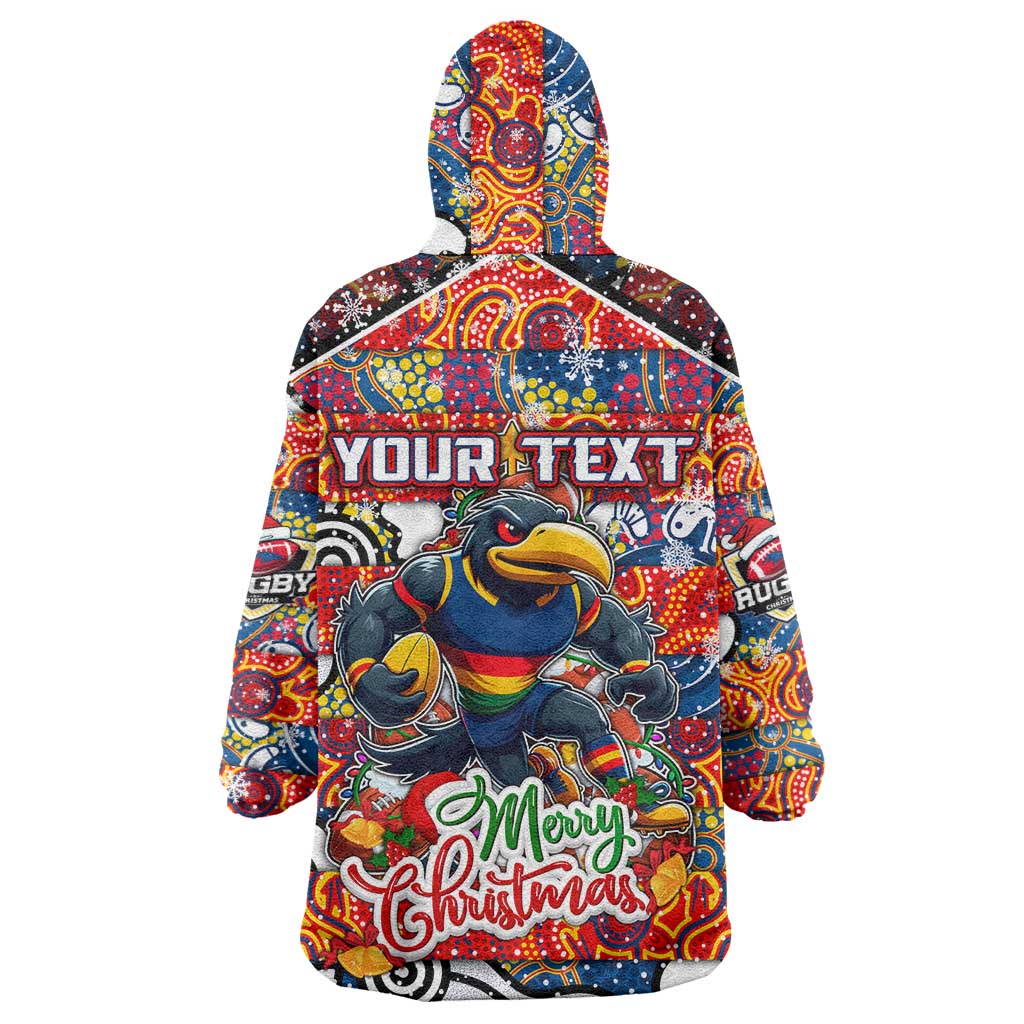 Custom Crows Football Merry Christmas Wearable Blanket Hoodie Indigenous Australian Art - Vibe Hoodie Shop