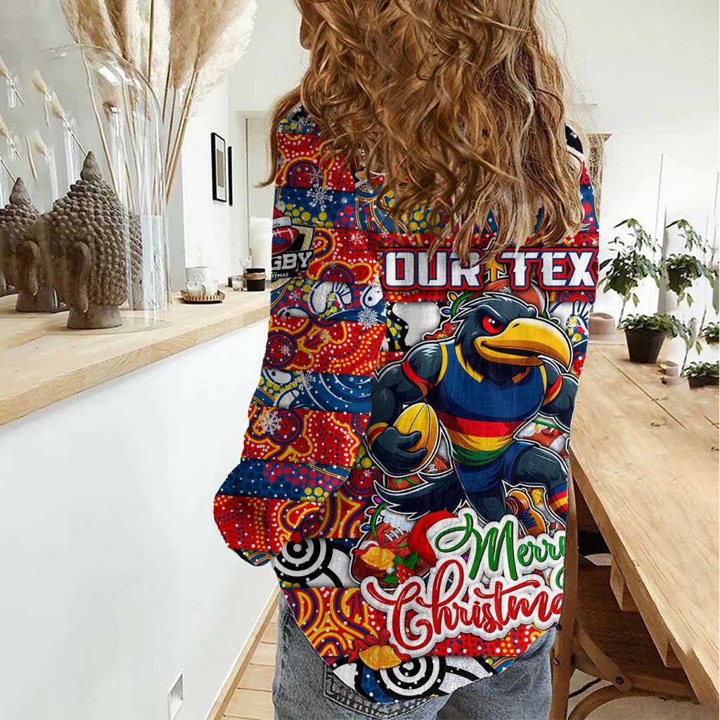 Custom Crows Football Merry Christmas Women Casual Shirt Indigenous Australian Art - Vibe Hoodie Shop