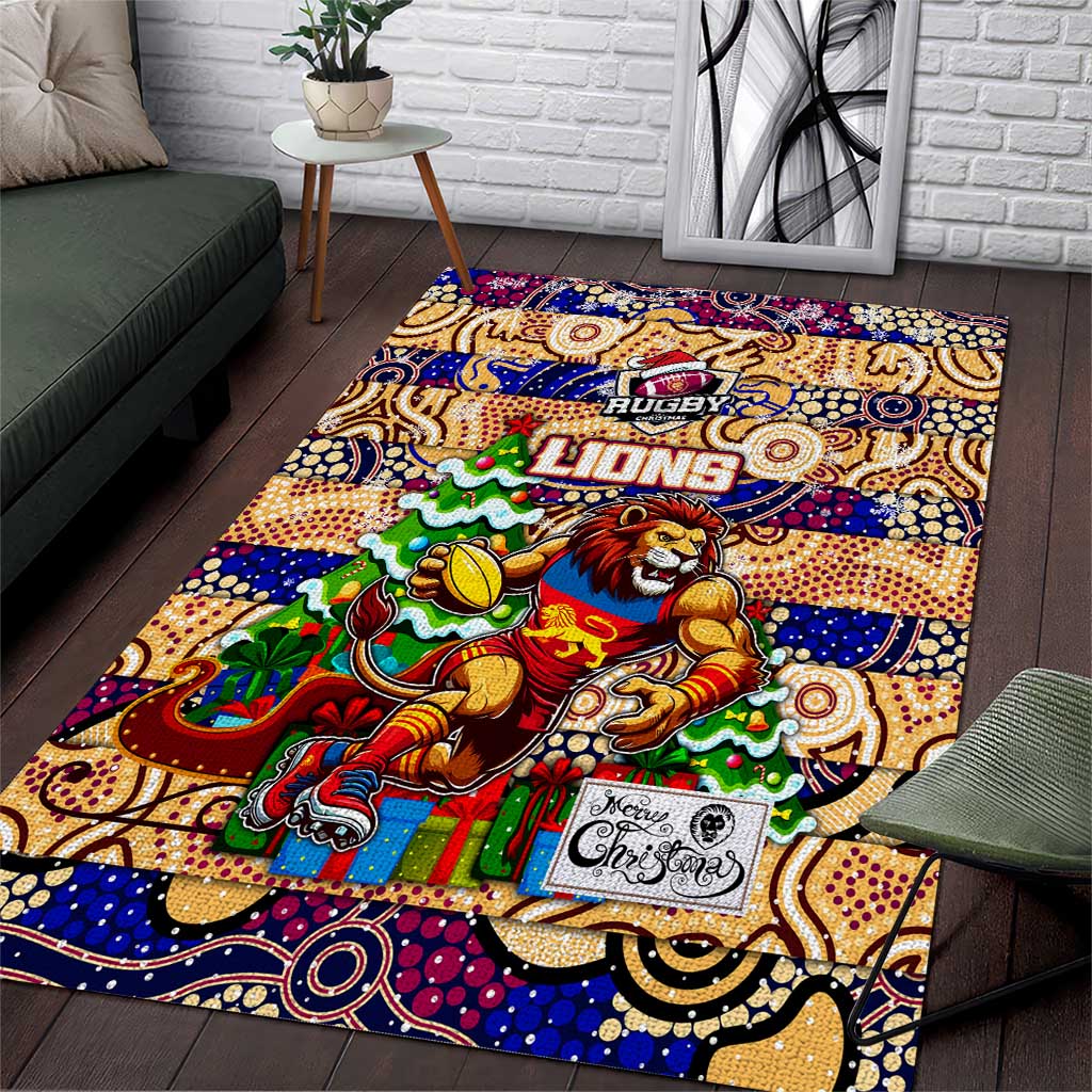 Lions Football Merry Christmas Area Rug Indigenous Australian Art - Vibe Hoodie Shop