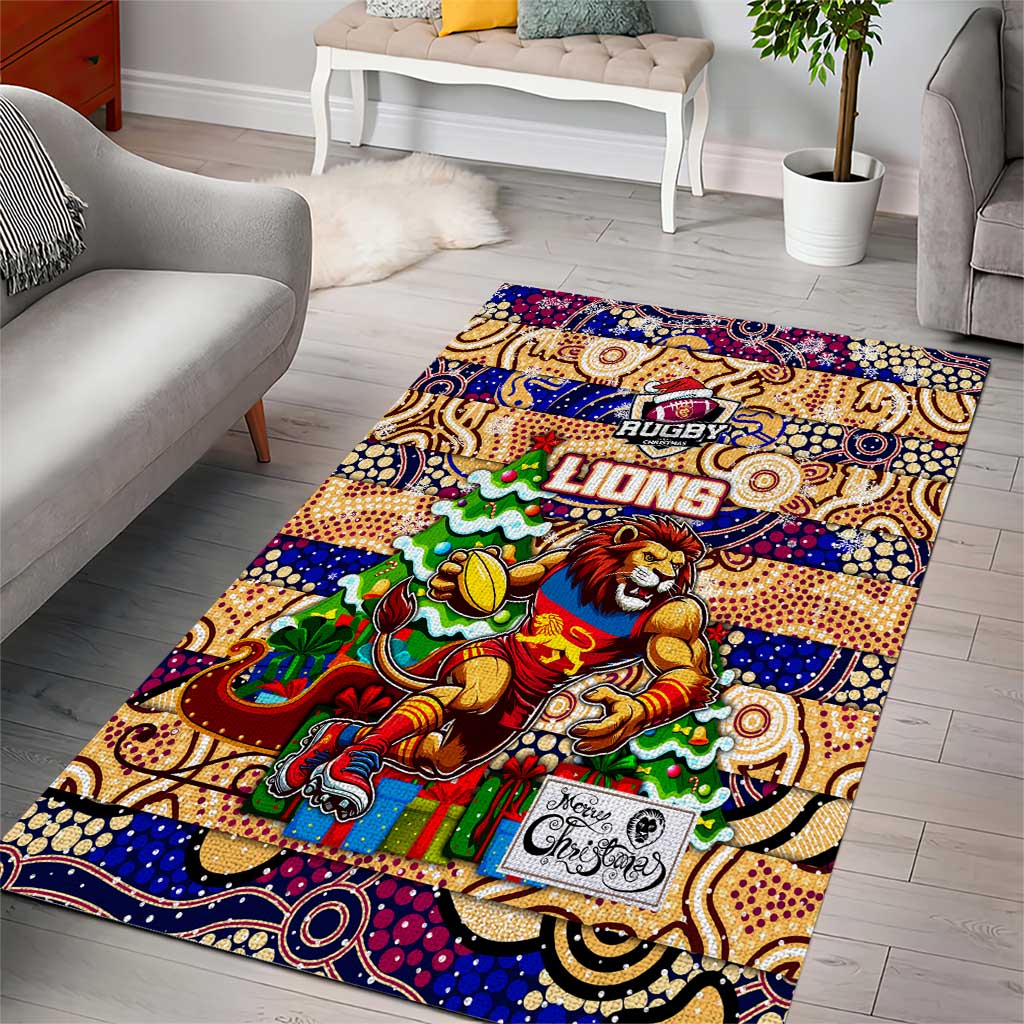 Lions Football Merry Christmas Area Rug Indigenous Australian Art - Vibe Hoodie Shop