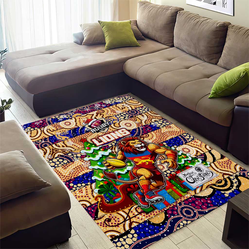 Lions Football Merry Christmas Area Rug Indigenous Australian Art - Vibe Hoodie Shop