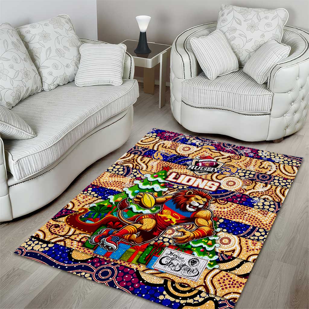 Lions Football Merry Christmas Area Rug Indigenous Australian Art - Vibe Hoodie Shop