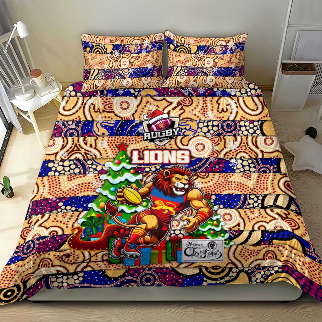 Lions Football Merry Christmas Bedding Set Indigenous Australian Art - Vibe Hoodie Shop