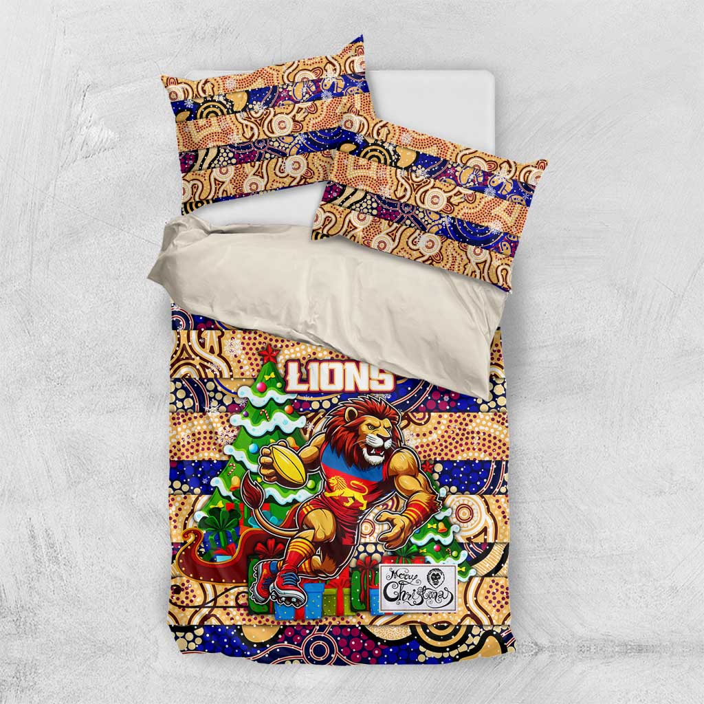 Lions Football Merry Christmas Bedding Set Indigenous Australian Art - Vibe Hoodie Shop