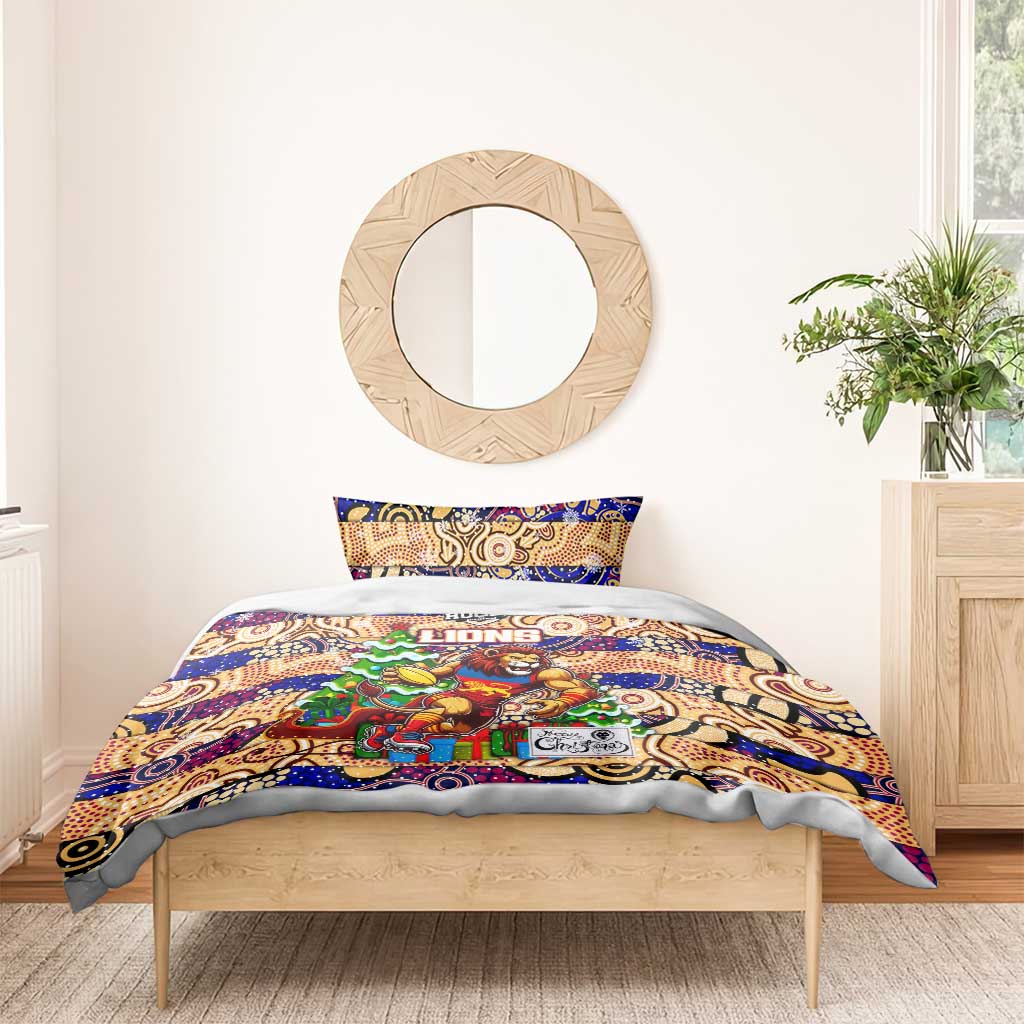 Lions Football Merry Christmas Bedding Set Indigenous Australian Art - Vibe Hoodie Shop