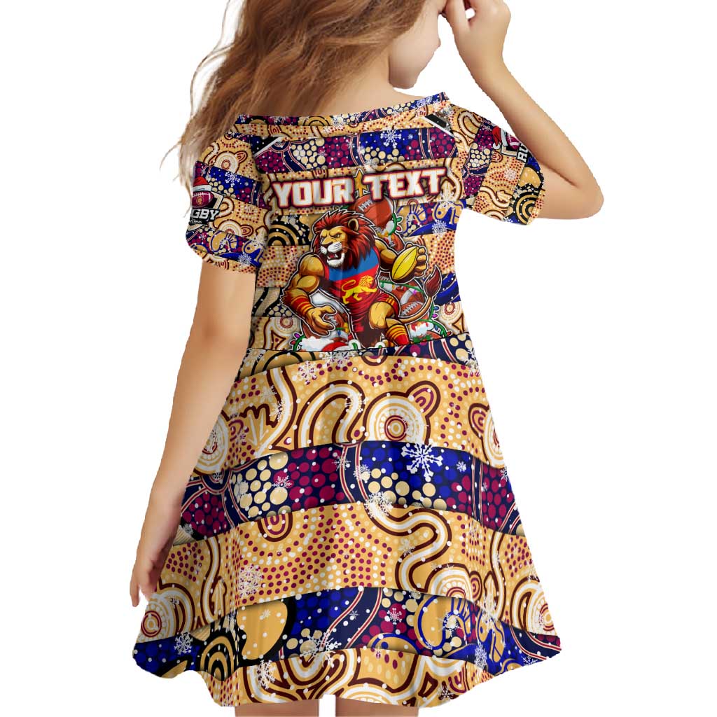 Custom Lions Rugby Merry Christmas Family Matching Mermaid Dress and Hawaiian Shirt Indigenous Australian Art
