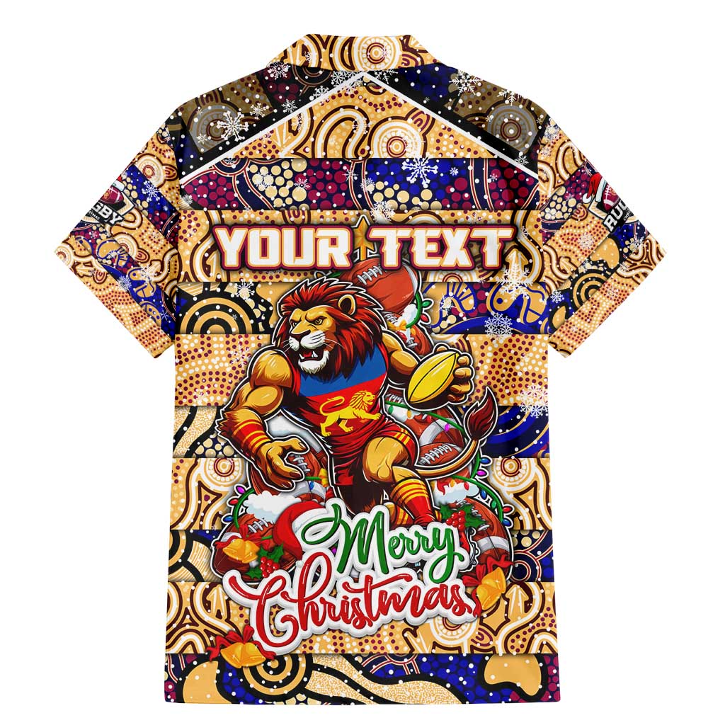 Custom Lions Rugby Merry Christmas Family Matching Mermaid Dress and Hawaiian Shirt Indigenous Australian Art