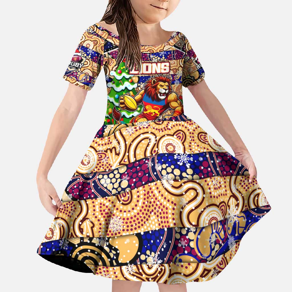 Custom Lions Rugby Merry Christmas Family Matching Off Shoulder Maxi Dress and Hawaiian Shirt Indigenous Australian Art