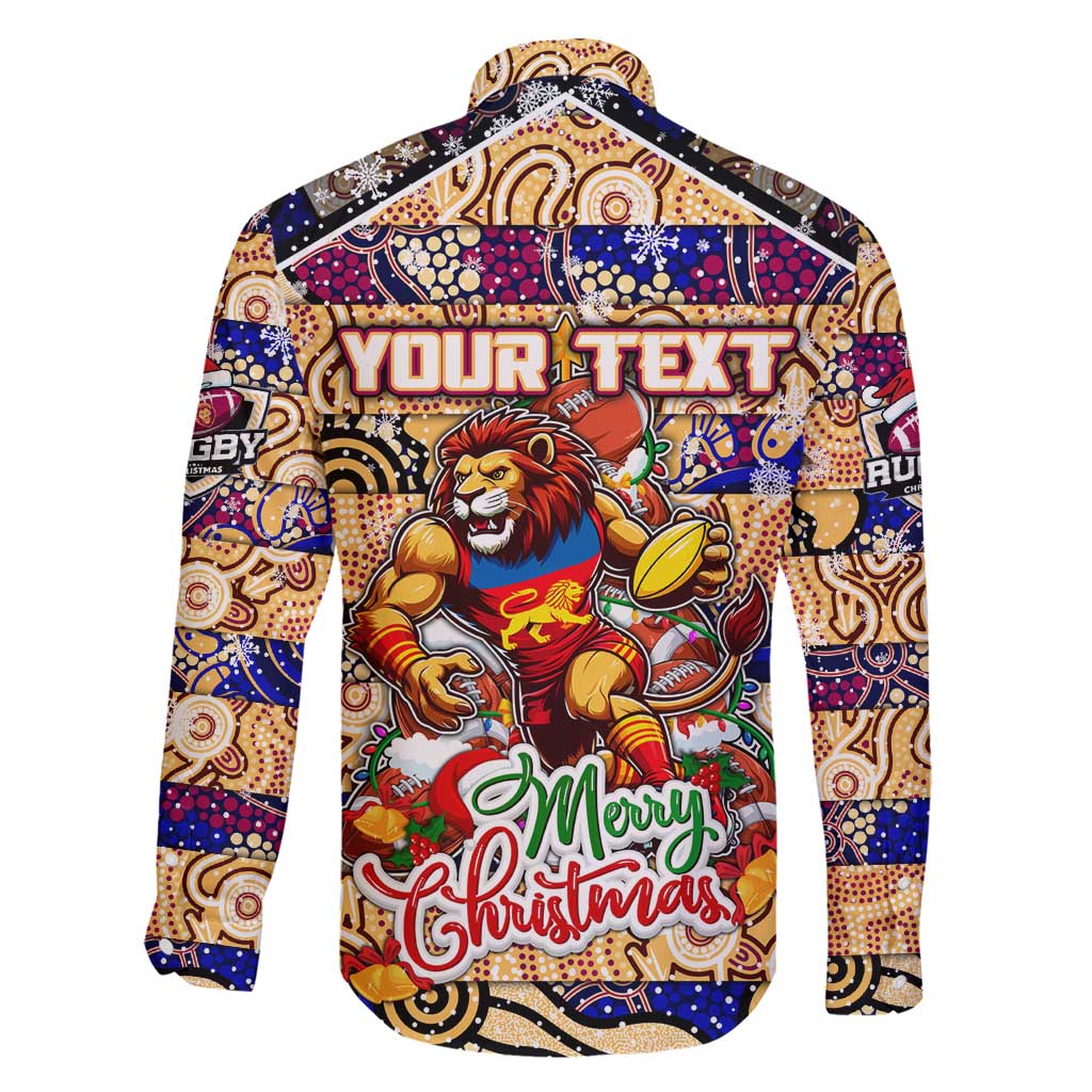 Custom Lions Rugby Merry Christmas Family Matching Puletasi and Hawaiian Shirt Indigenous Australian Art