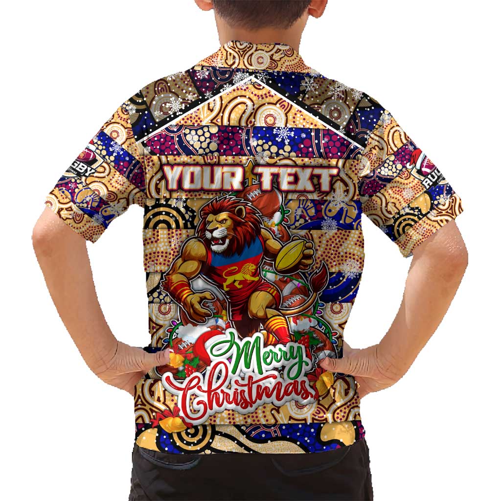 Custom Lions Rugby Merry Christmas Family Matching Summer Maxi Dress and Hawaiian Shirt Indigenous Australian Art