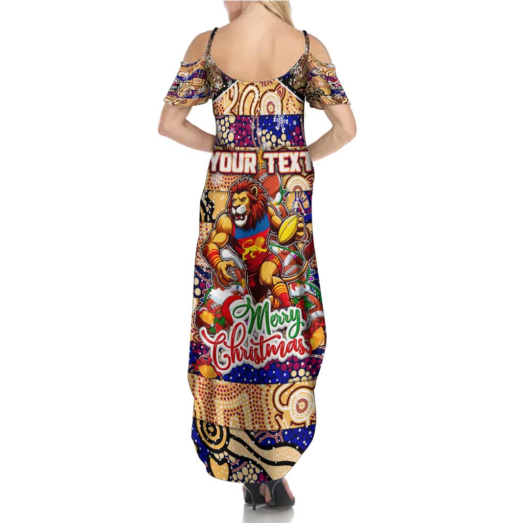 Custom Lions Rugby Merry Christmas Family Matching Summer Maxi Dress and Hawaiian Shirt Indigenous Australian Art