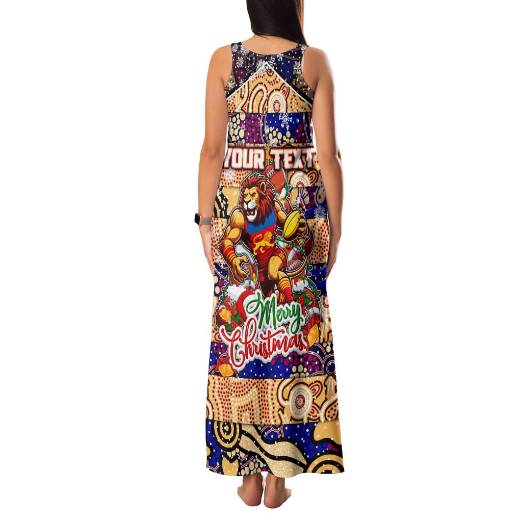 Custom Lions Rugby Merry Christmas Family Matching Tank Maxi Dress and Hawaiian Shirt Indigenous Australian Art