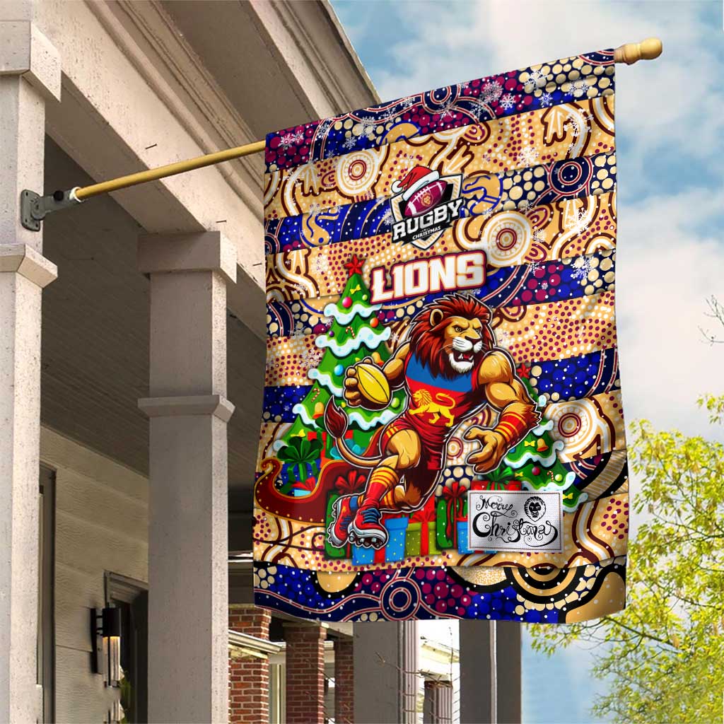 Lions Football Merry Christmas Garden Flag Indigenous Australian Art - Vibe Hoodie Shop