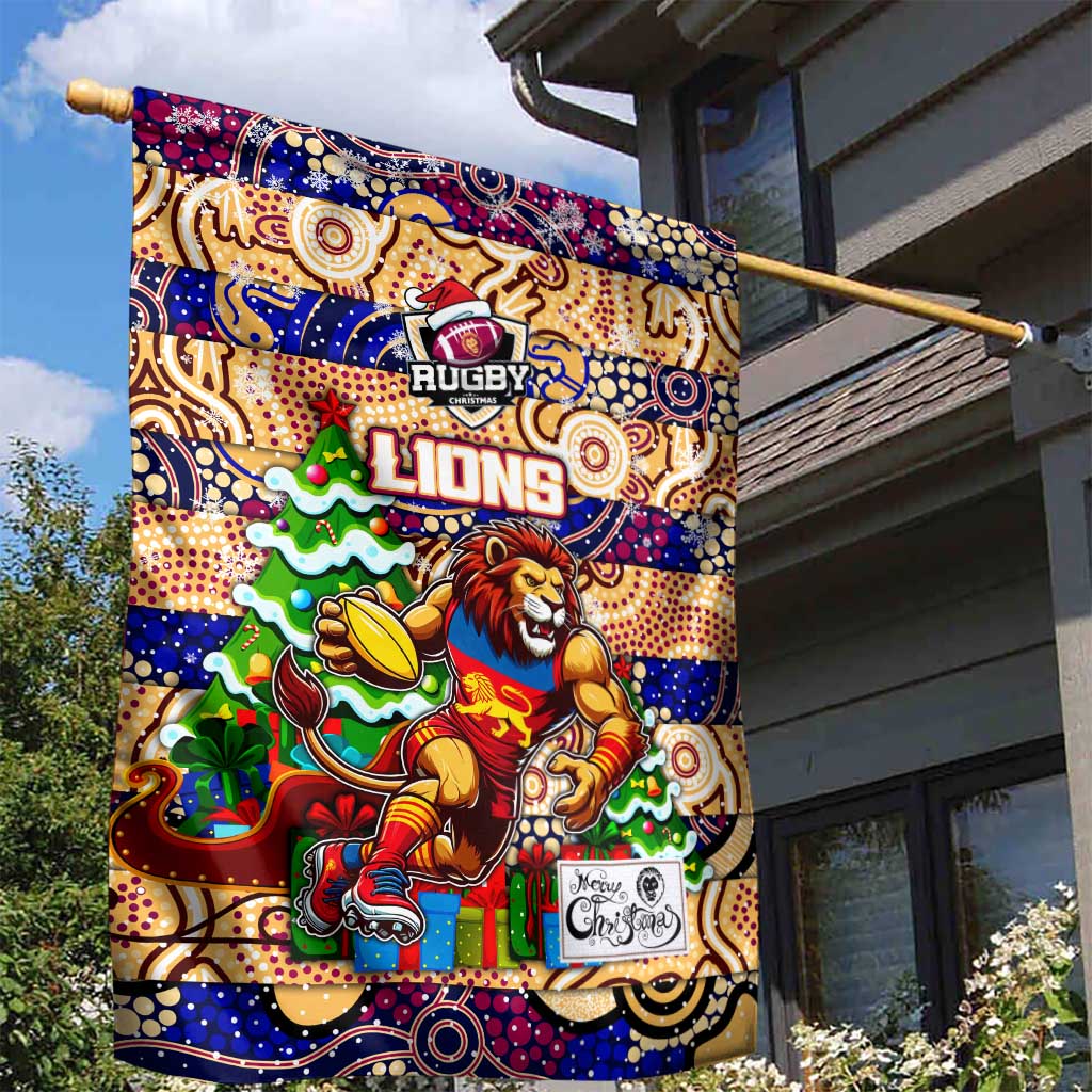 Lions Football Merry Christmas Garden Flag Indigenous Australian Art - Vibe Hoodie Shop