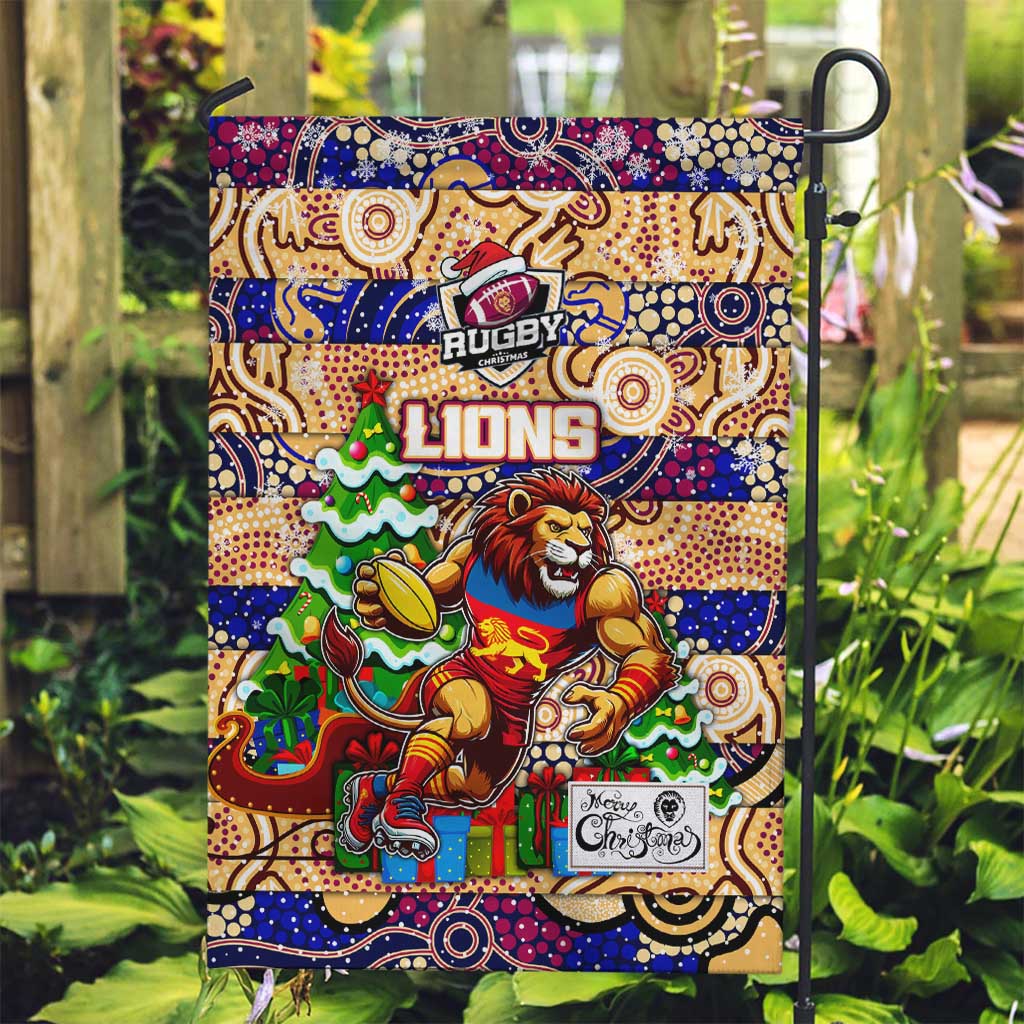 Lions Football Merry Christmas Garden Flag Indigenous Australian Art - Vibe Hoodie Shop