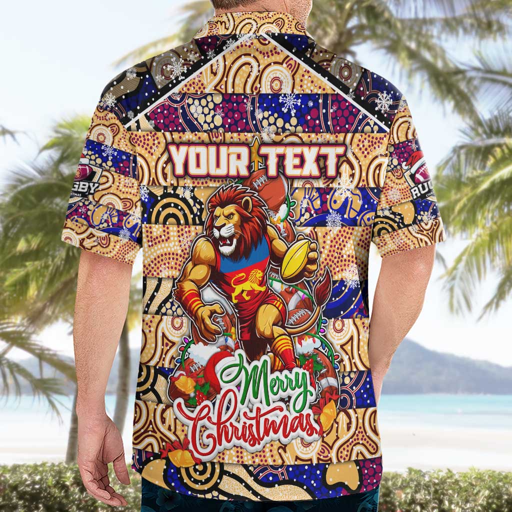 Custom Lions Football Merry Christmas Hawaiian Shirt Indigenous Australian Art - Vibe Hoodie Shop