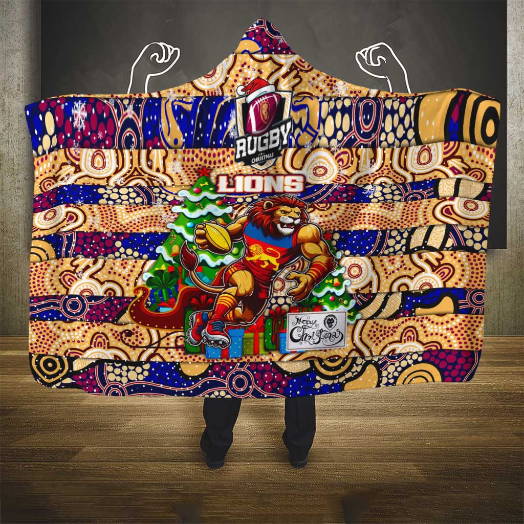 Lions Football Merry Christmas Hooded Blanket Indigenous Australian Art