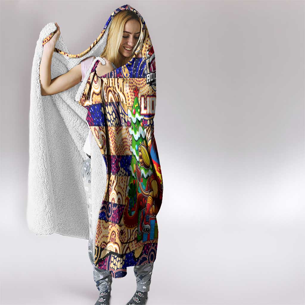 Lions Football Merry Christmas Hooded Blanket Indigenous Australian Art