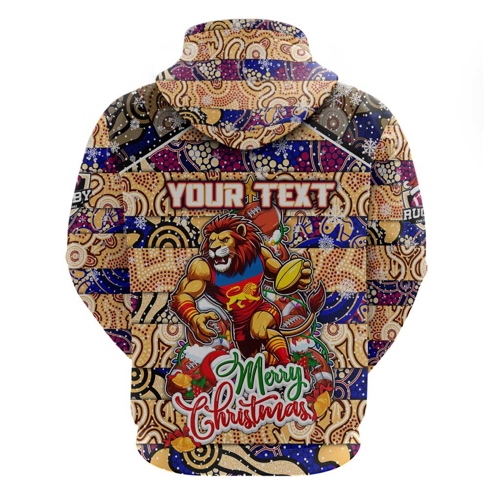 Custom Lions Football Merry Christmas Hoodie Indigenous Australian Art - Vibe Hoodie Shop