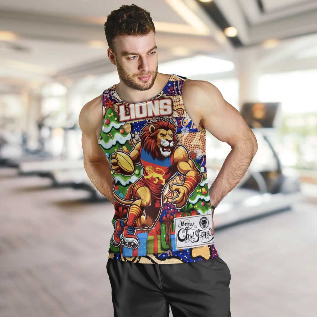 Custom Lions Football Merry Christmas Men Tank Top Indigenous Australian Art - Vibe Hoodie Shop