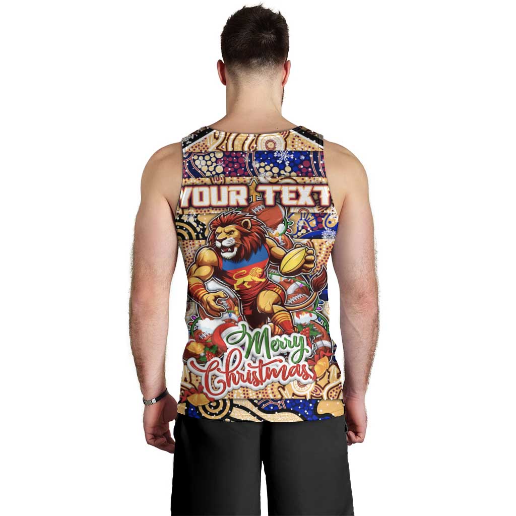 Custom Lions Football Merry Christmas Men Tank Top Indigenous Australian Art - Vibe Hoodie Shop