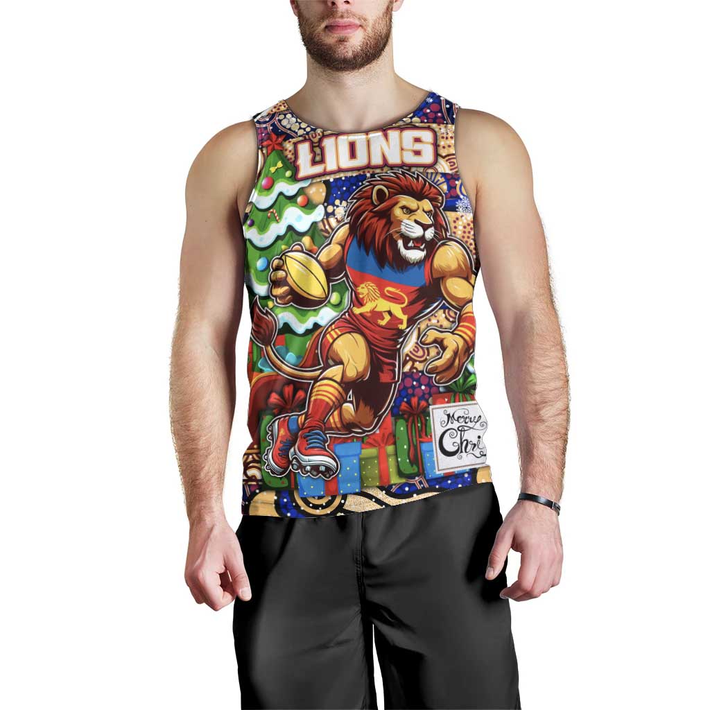 Custom Lions Football Merry Christmas Men Tank Top Indigenous Australian Art - Vibe Hoodie Shop