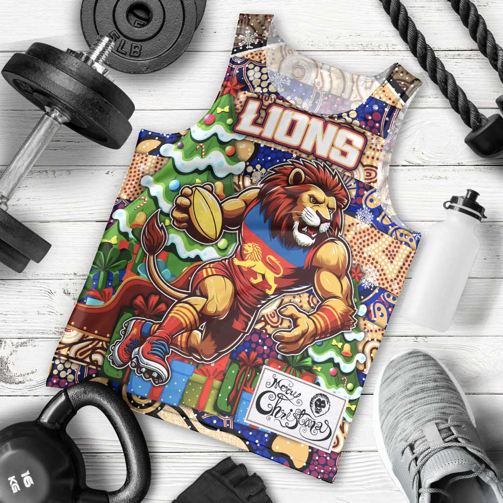 Custom Lions Football Merry Christmas Men Tank Top Indigenous Australian Art - Vibe Hoodie Shop