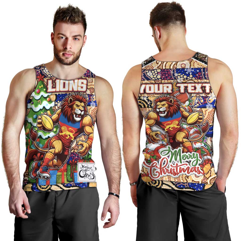 Custom Lions Football Merry Christmas Men Tank Top Indigenous Australian Art - Vibe Hoodie Shop