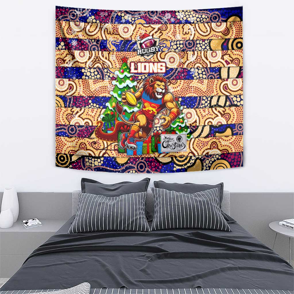 Lions Football Merry Christmas Tapestry Indigenous Australian Art - Vibe Hoodie Shop