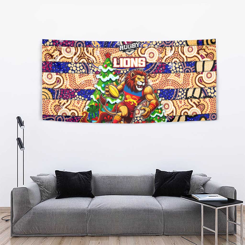 Lions Football Merry Christmas Tapestry Indigenous Australian Art - Vibe Hoodie Shop