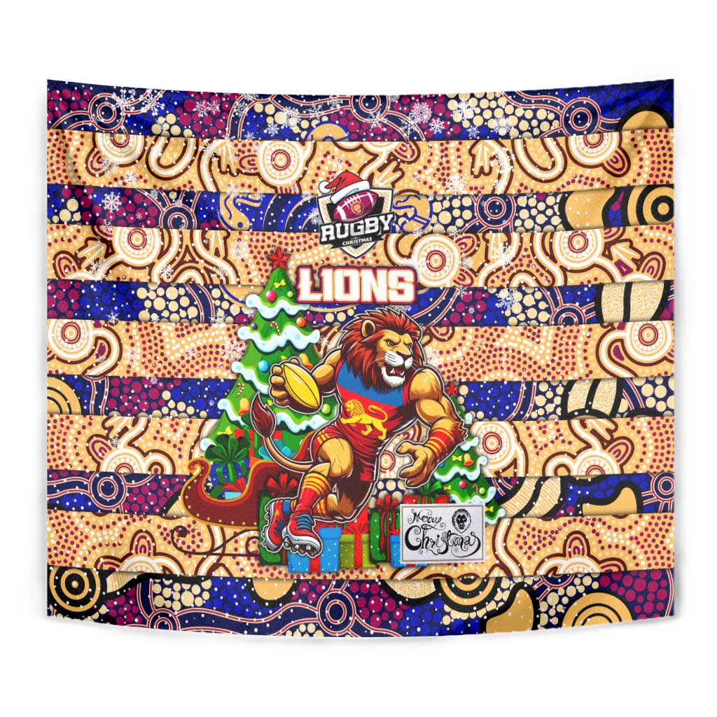 Lions Football Merry Christmas Tapestry Indigenous Australian Art - Vibe Hoodie Shop