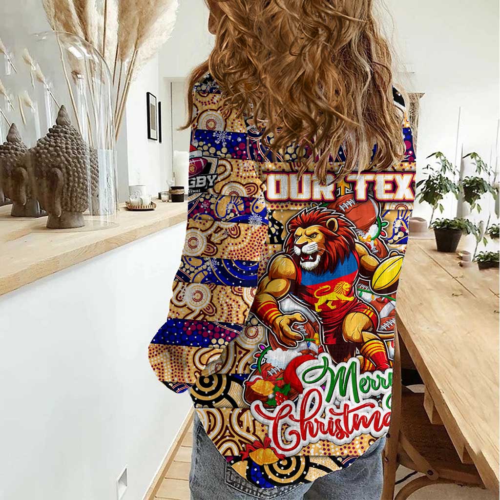 Custom Lions Football Merry Christmas Women Casual Shirt Indigenous Australian Art - Vibe Hoodie Shop