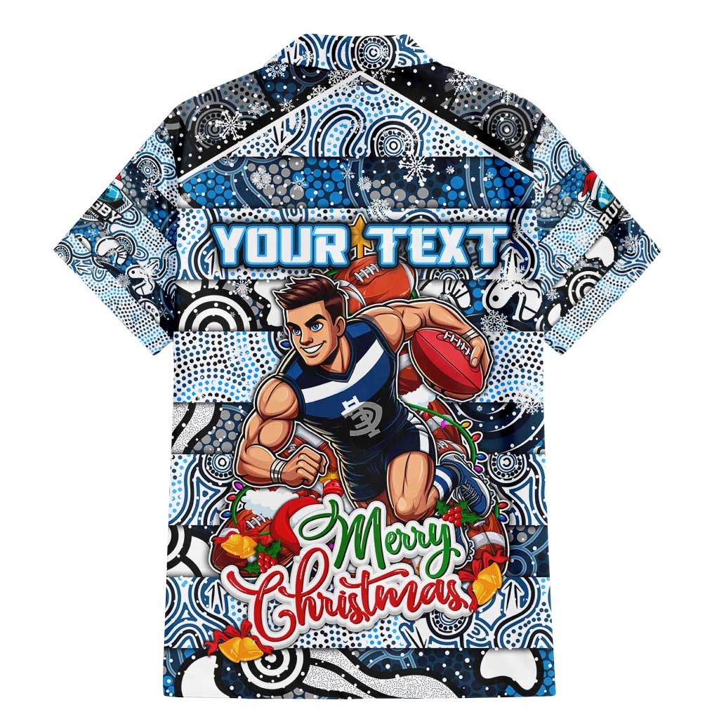 Custom Blues Rugby Merry Christmas Family Matching Mermaid Dress and Hawaiian Shirt Indigenous Australian Art