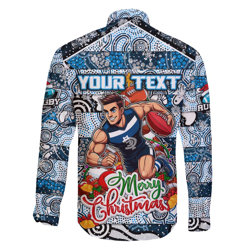Custom Blues Rugby Merry Christmas Family Matching Tank Maxi Dress and Hawaiian Shirt Indigenous Australian Art