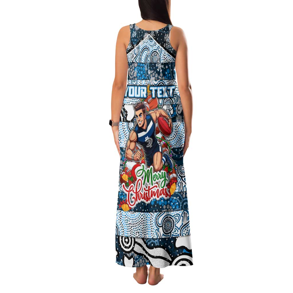 Custom Blues Rugby Merry Christmas Family Matching Tank Maxi Dress and Hawaiian Shirt Indigenous Australian Art