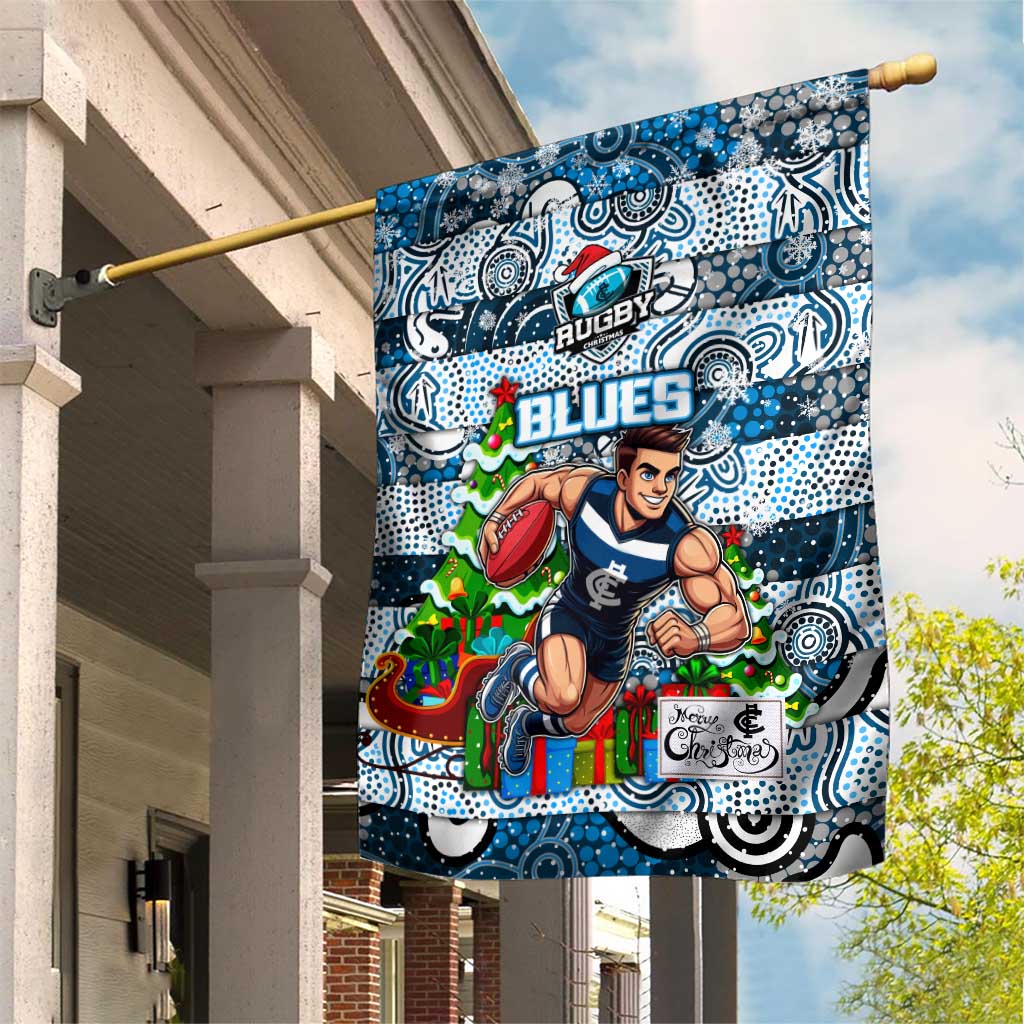 Blues Football Merry Christmas Garden Flag Indigenous Australian Art - Vibe Hoodie Shop