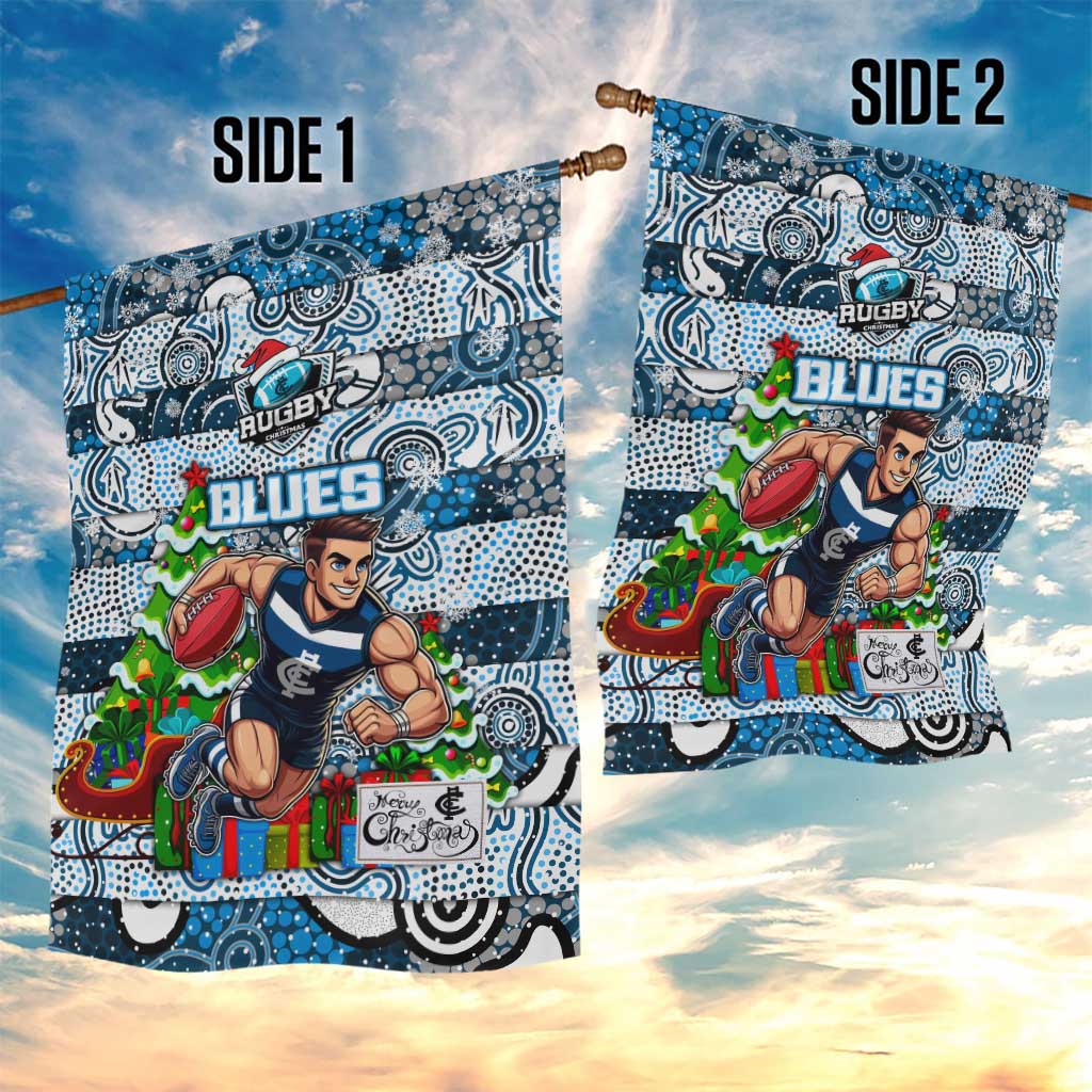 Blues Football Merry Christmas Garden Flag Indigenous Australian Art - Vibe Hoodie Shop