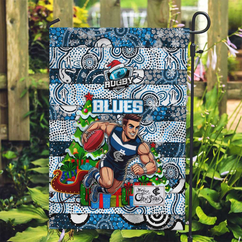 Blues Football Merry Christmas Garden Flag Indigenous Australian Art - Vibe Hoodie Shop