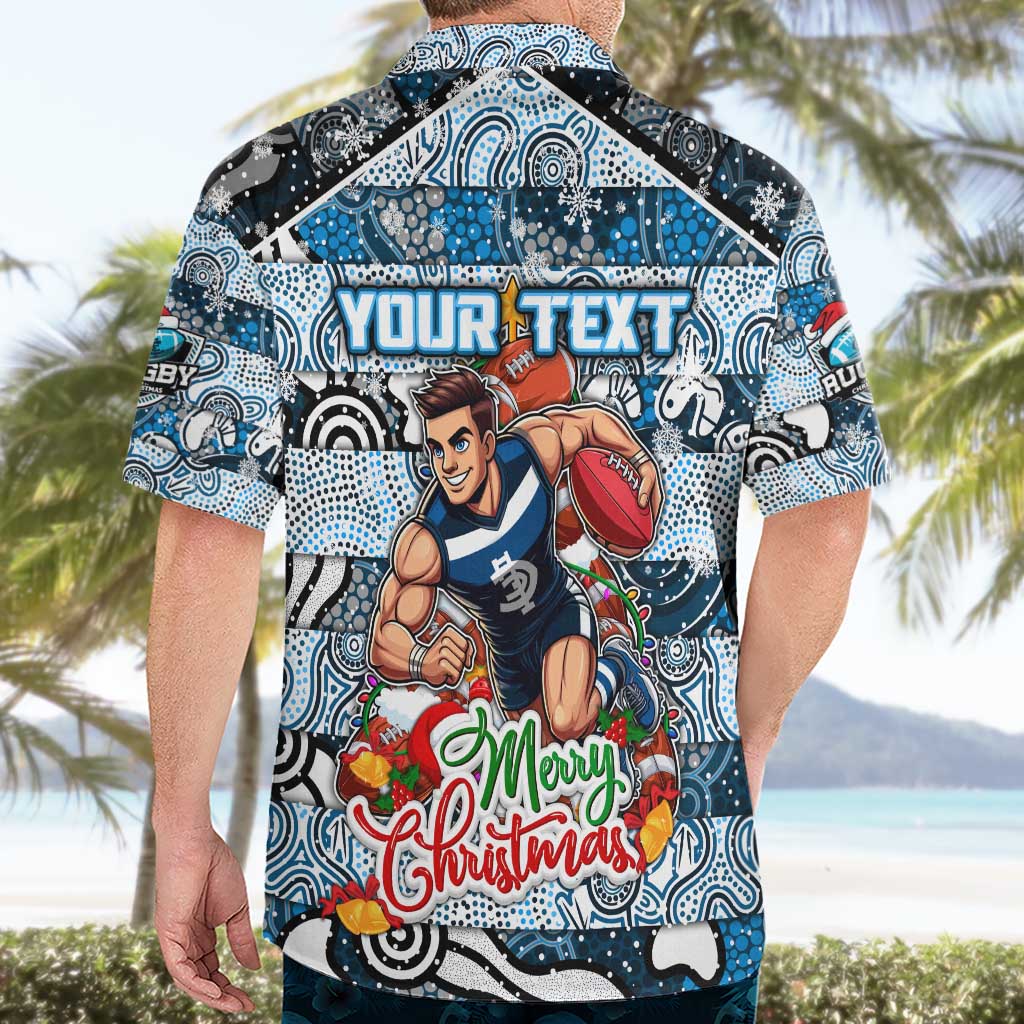 Custom Blues Football Merry Christmas Hawaiian Shirt Indigenous Australian Art - Vibe Hoodie Shop